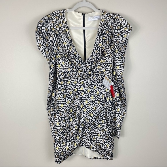 Mac Duggal Long Sleeve Animal Print Mini Dress V-neck Fitted Womens 0 - Picture 4 of 12